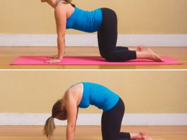 Cat-Cow Stretch (Marjaryasana-Bitilasana) for get periods early